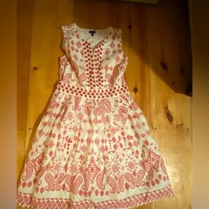 Talbots Red and White Paisley  Dress